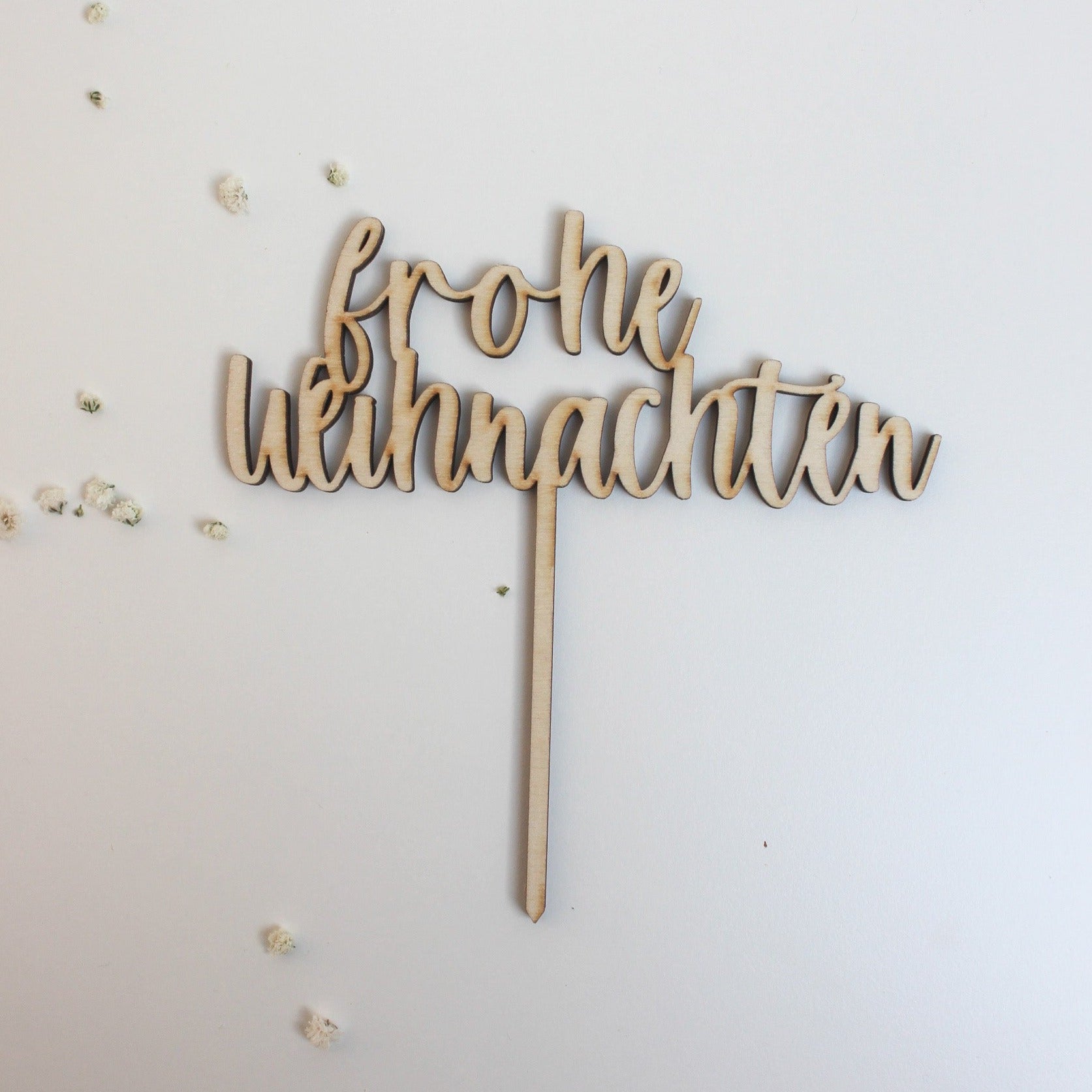 Caketopper aus Holz "Frohe Weihnachten"