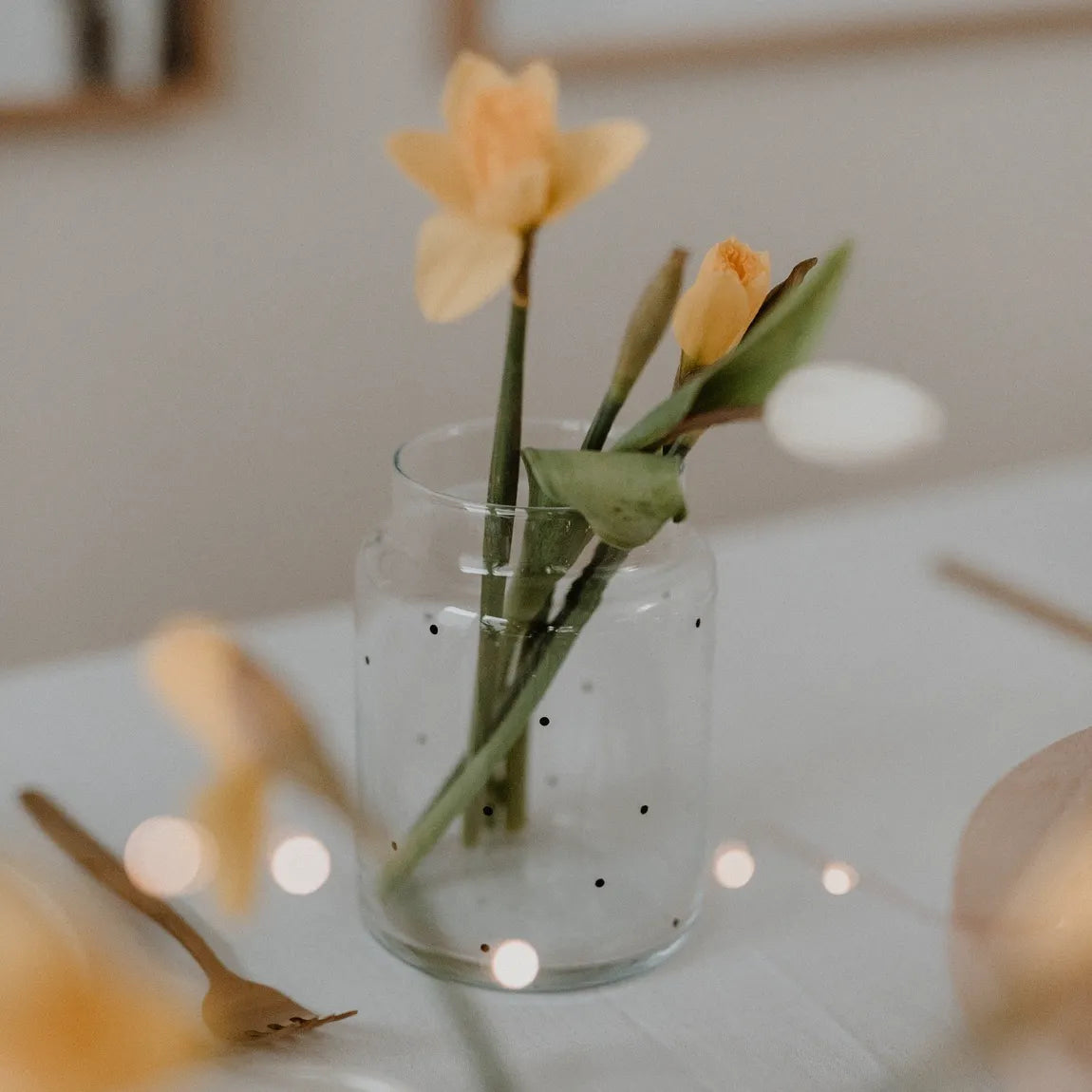 Vase aus Glas groß Punkte