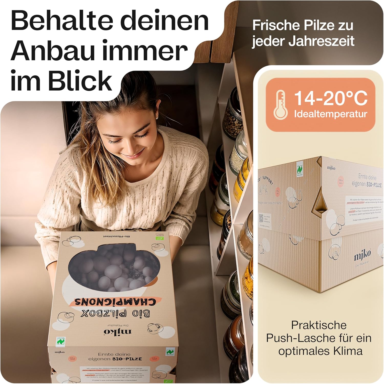 Mjko® Bio Pilzbox Champignons – Geschenkidee
