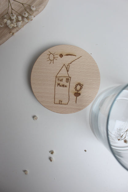 Vorratsglas mit Holzdeckel personalisiert mit Kinderzeichnung