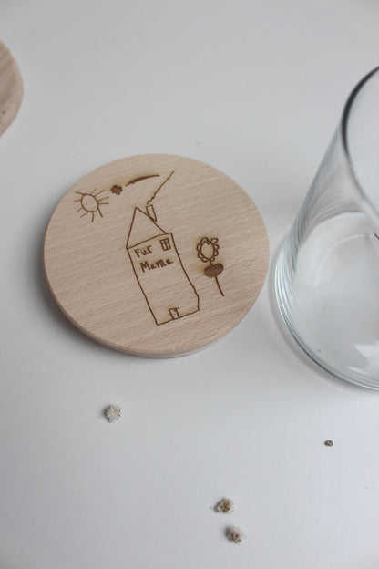 Vorratsglas mit Holzdeckel personalisiert mit Kinderzeichnung