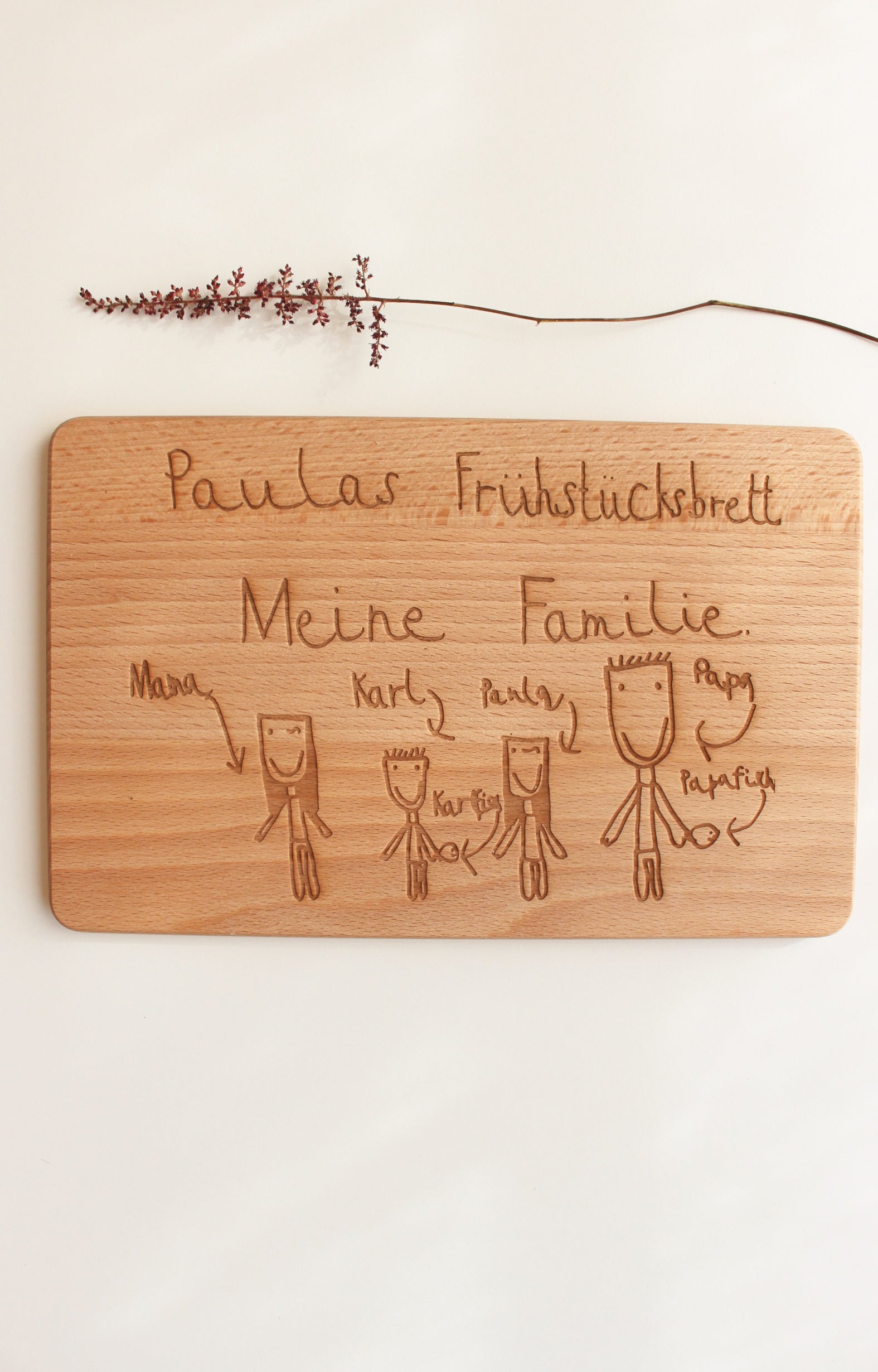 Frühstücksbrett - Kinderzeichnung auf Holz