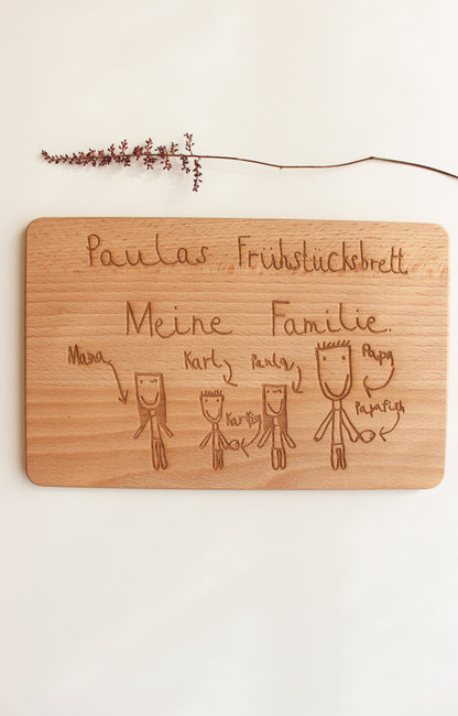 Frühstücksbrett - Kinderzeichnung auf Holz