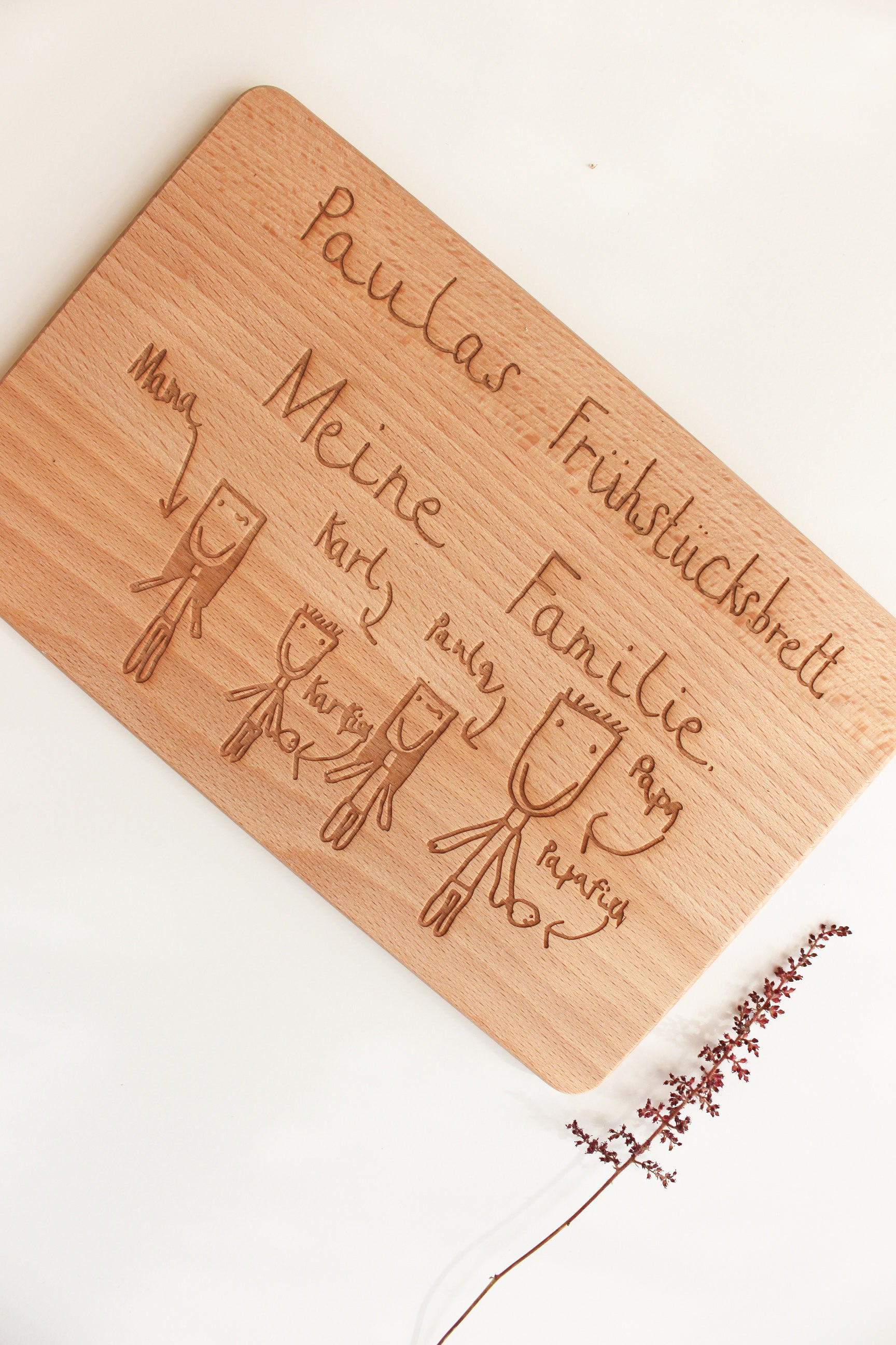 Frühstücksbrett - Kinderzeichnung auf Holz