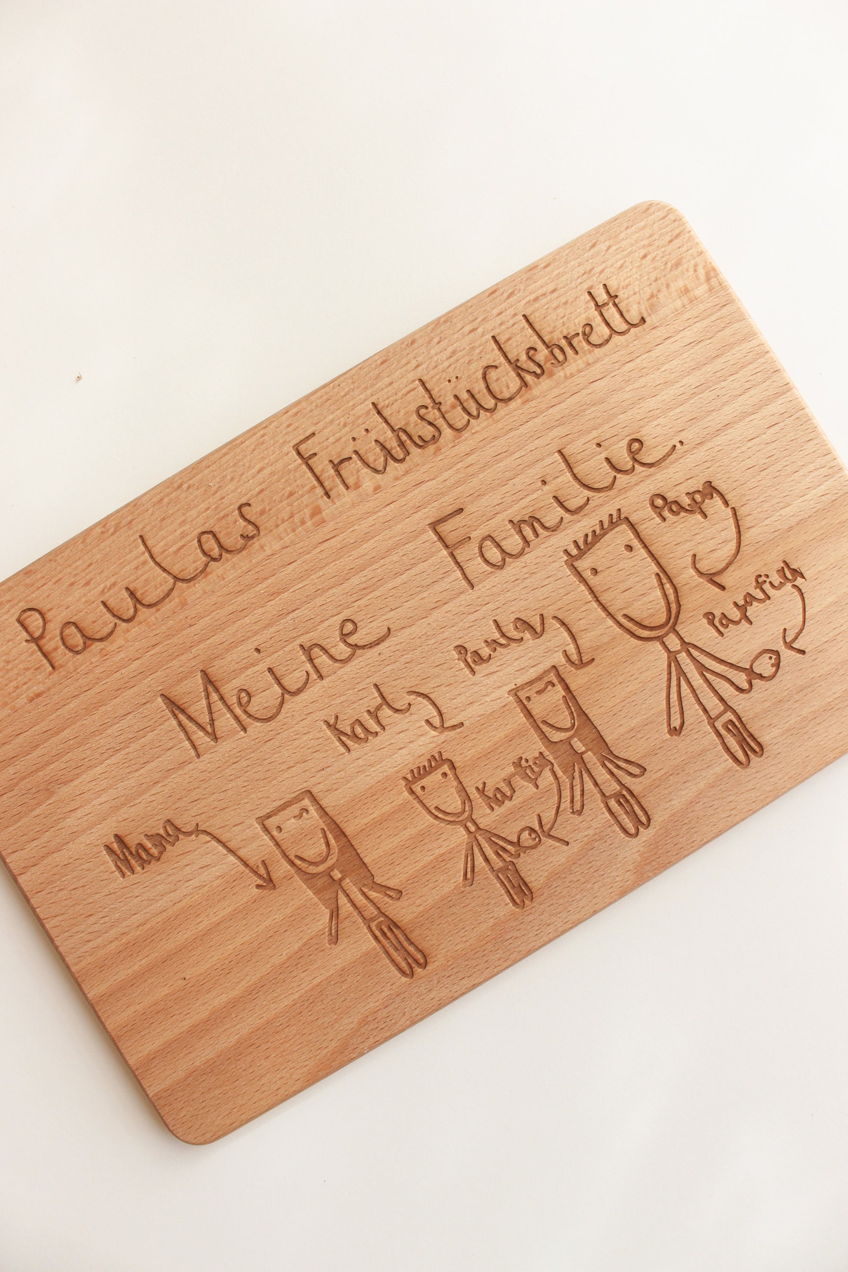 Frühstücksbrett - Kinderzeichnung auf Holz