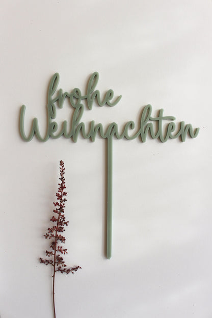 Caketopper aus Acryl "Frohe Weihnachten"