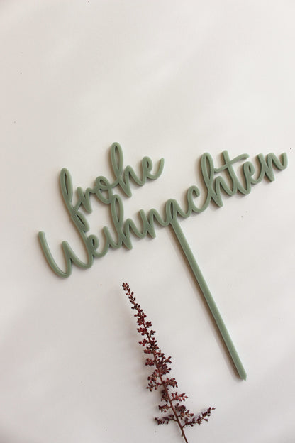 Caketopper aus Acryl "Frohe Weihnachten"