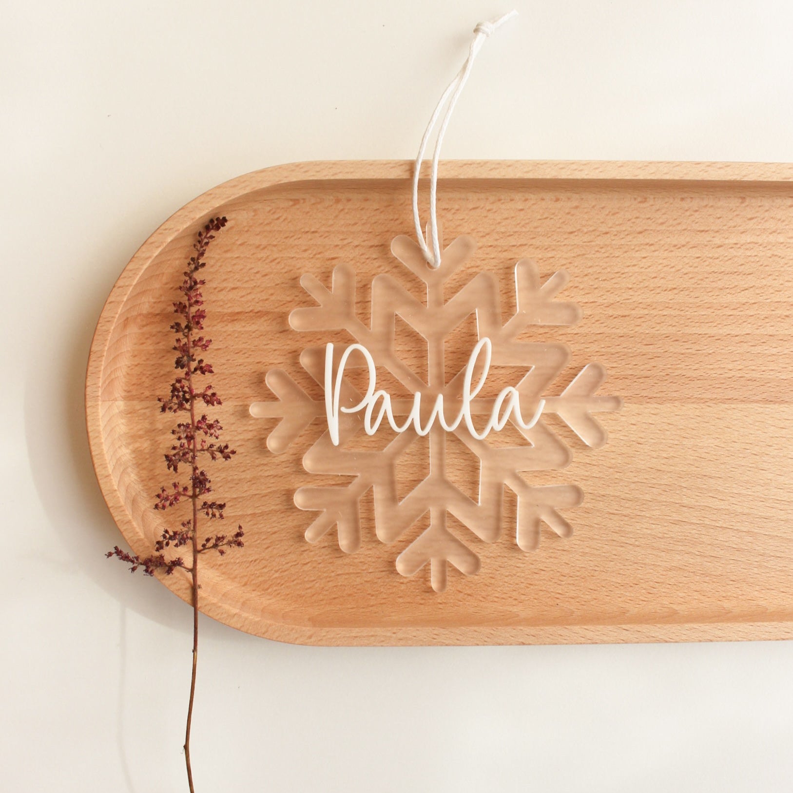 Personalisierte Schneeflocke als Weihnachtskugel