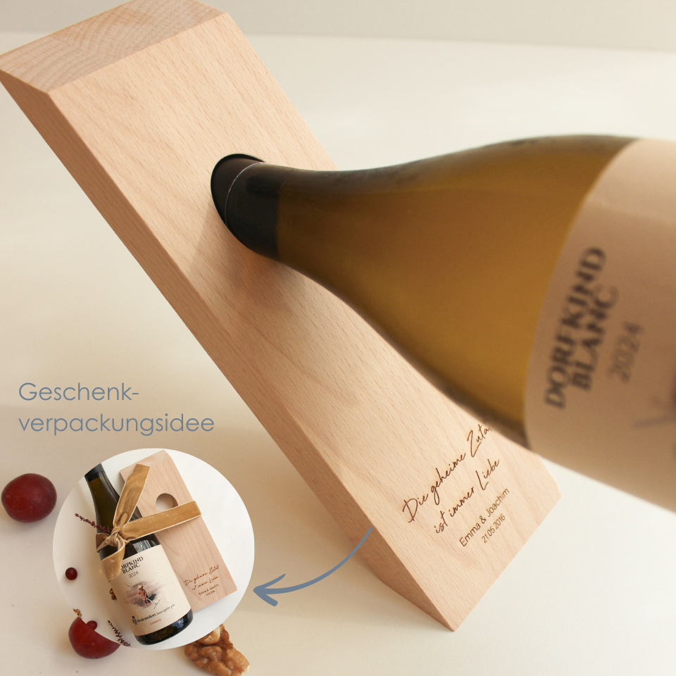 Personalisierter Weinflaschenhalter zur Hochzeit