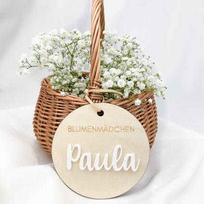 Personalisierter Blumenmädchen Korb