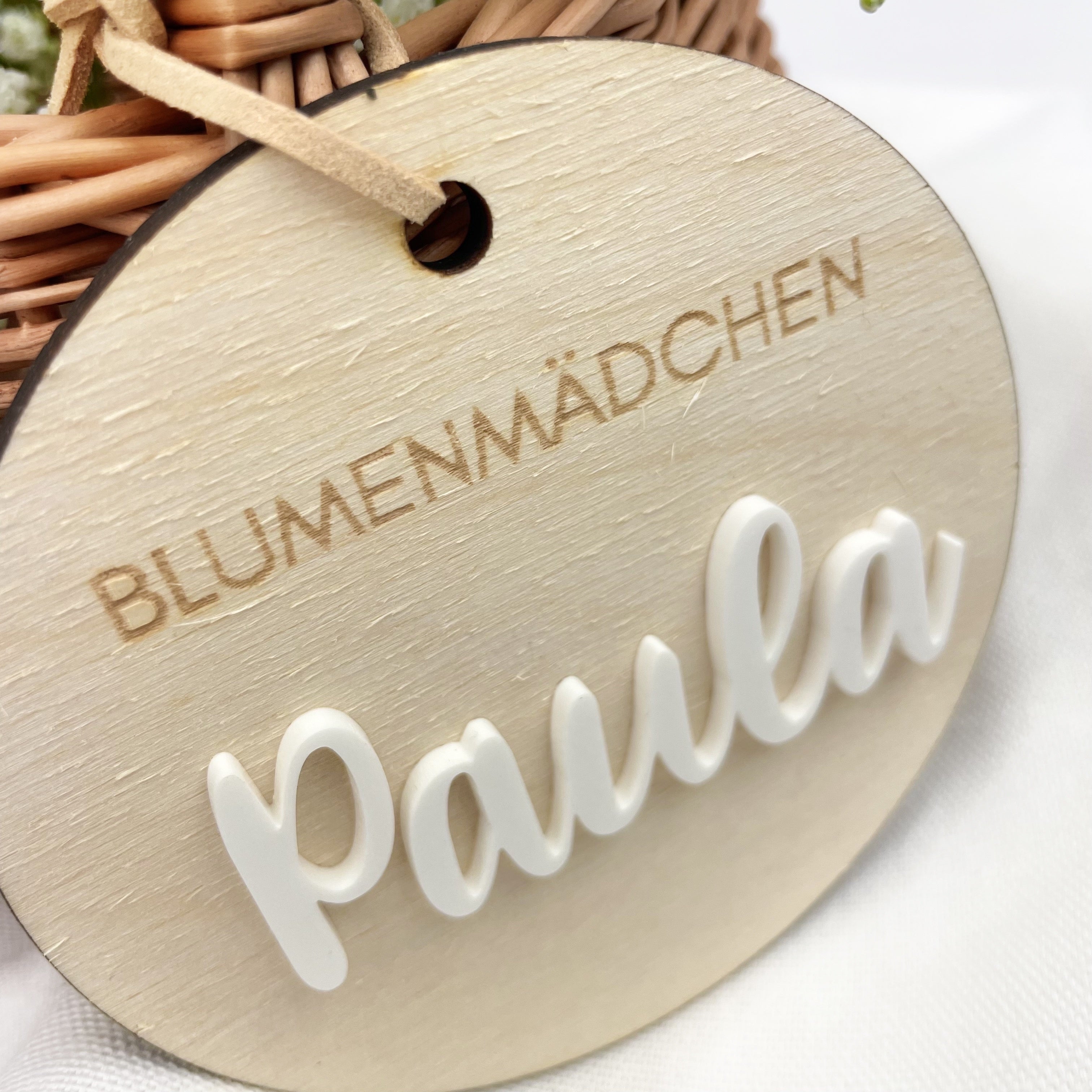 Personalisierter Blumenmädchen Korb