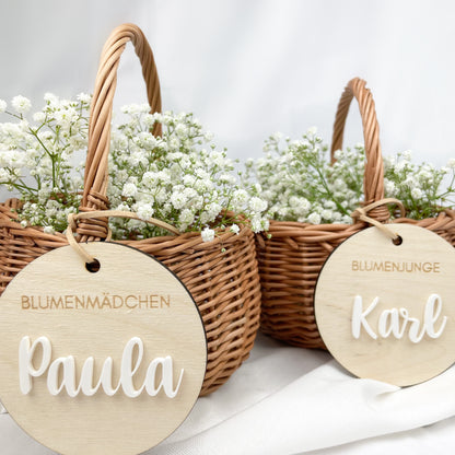 Personalisierter Blumenmädchen Korb